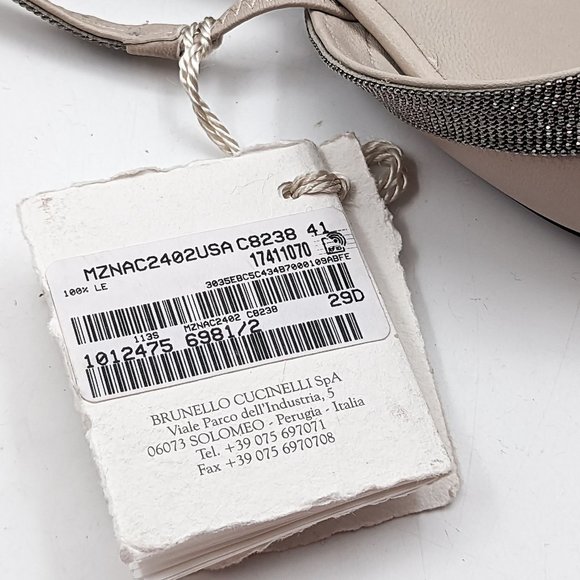 Brunello Cucinelli Women Nappa Beige Leather Slingback Flats Size 11US EUR41 - Picture 7 of 11